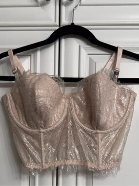 NWT Victoria's Secret 38C Pink Dream Angels Corset Lace Strapless Longline Bra